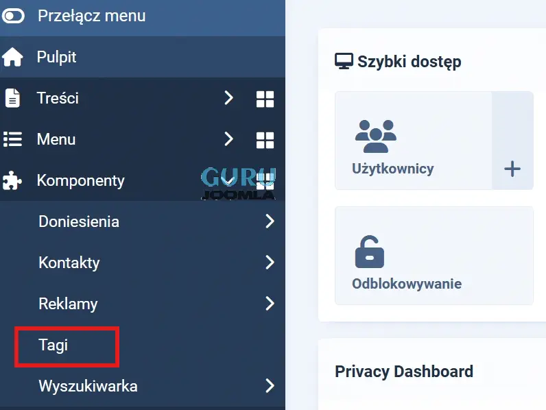 Joomla menu tagi 