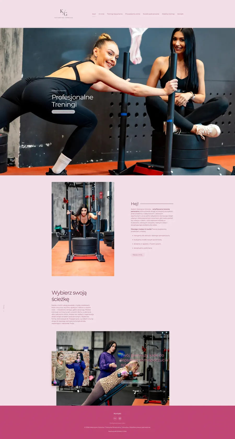 Projekt strony trenerki personalnej - gorecka-trener.pl - wykonanie strony