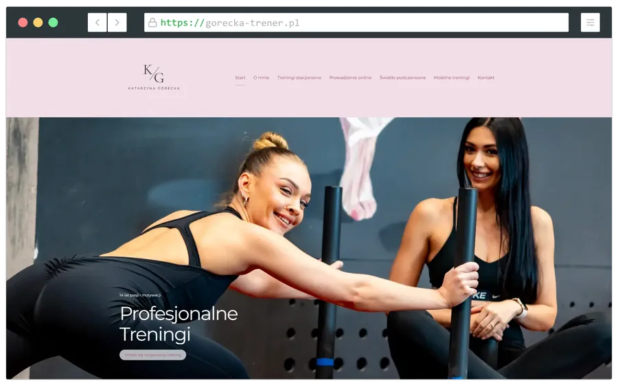 Projekt strony trenerki personalnej - gorecka-trener.pl - wykonanie strony