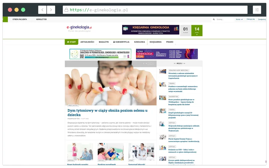 Projekt strony portalu dla ginekologów - e-ginekologia.pl - wykonanie strony