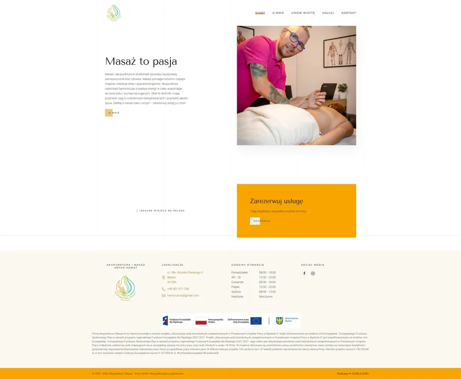 Projekt strony dla gabinetu Akupunktura i Masaż Artur Hamot - arturhamot.pl - wykonanie strony