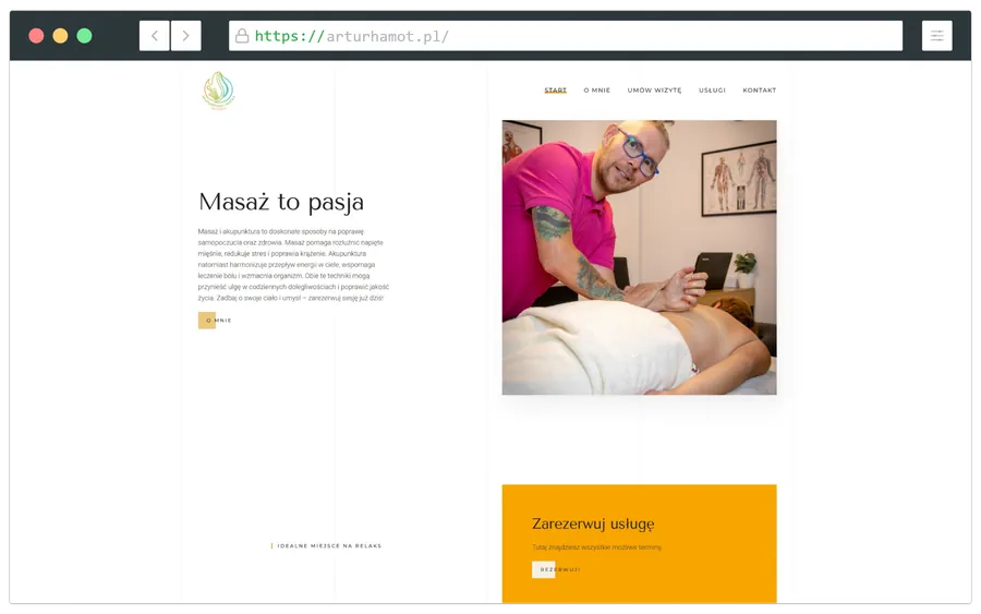 Projekt strony dla gabinetu Akupunktura i Masaż Artur Hamot - arturhamot.pl - wykonanie strony