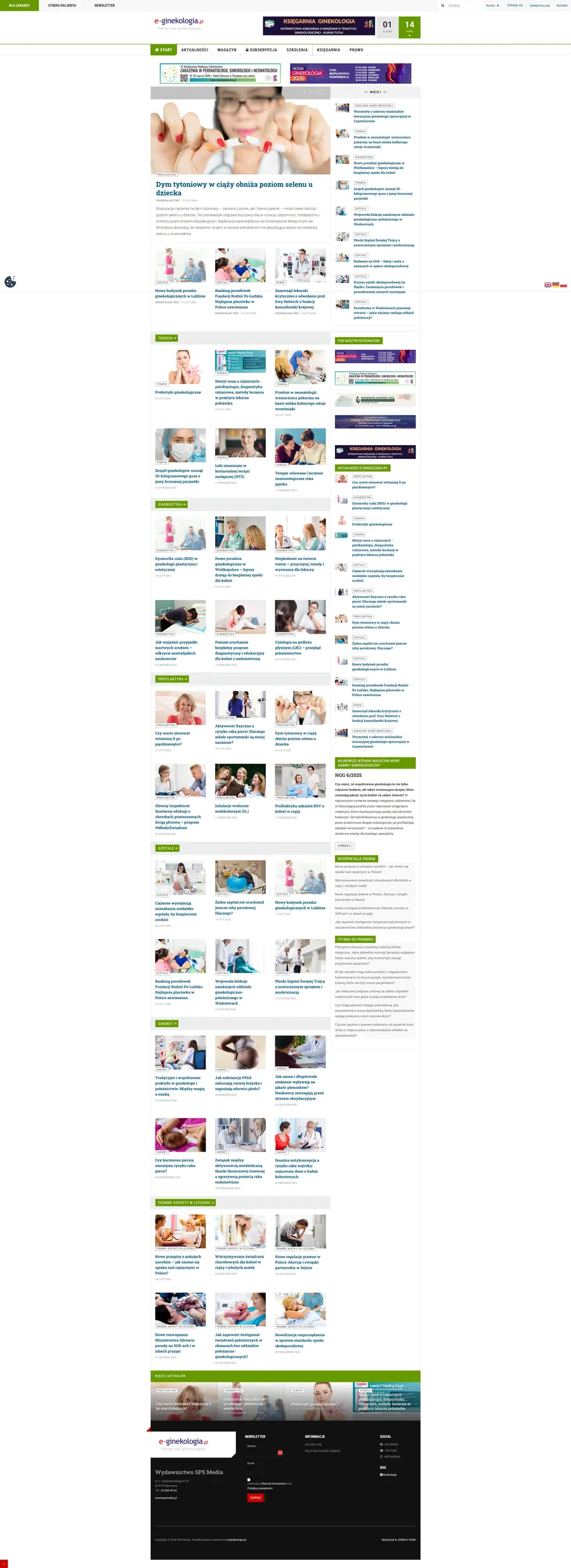 Projekt strony portalu dla ginekologów - e-ginekologia.pl - wykonanie strony