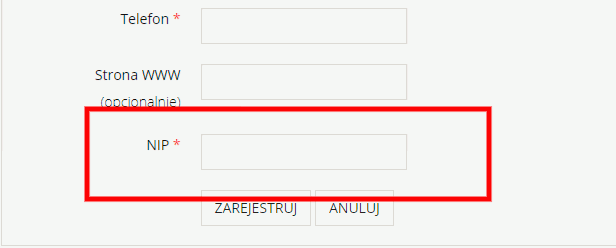 zmian nazwy formularz rejestracyjny ksiazka na nip w Joomla
