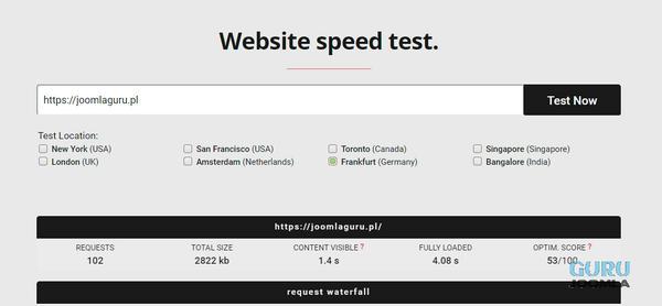 www.giftofspeed.com narzędzie do mierzenia szybkości ładowania strony Joomla