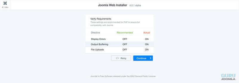 instalator krok 1 Joomla 4 - propozycja