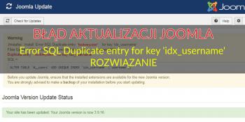 BŁĄD AKTUALIZACJI JOOMLA - Error SQL Duplicate entry for key &#039;idx_username&#039; - ROZWIĄZANIE