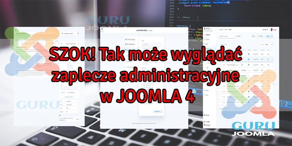 Koncept graficzny zaplecza administracyjnego w Joomla 4