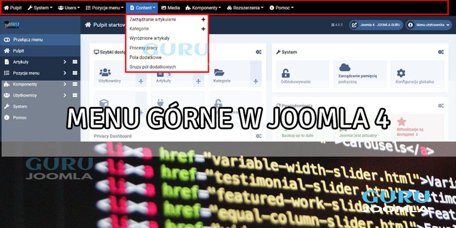 Joomla 4 jak przywrócić górne menu z Joomla 3