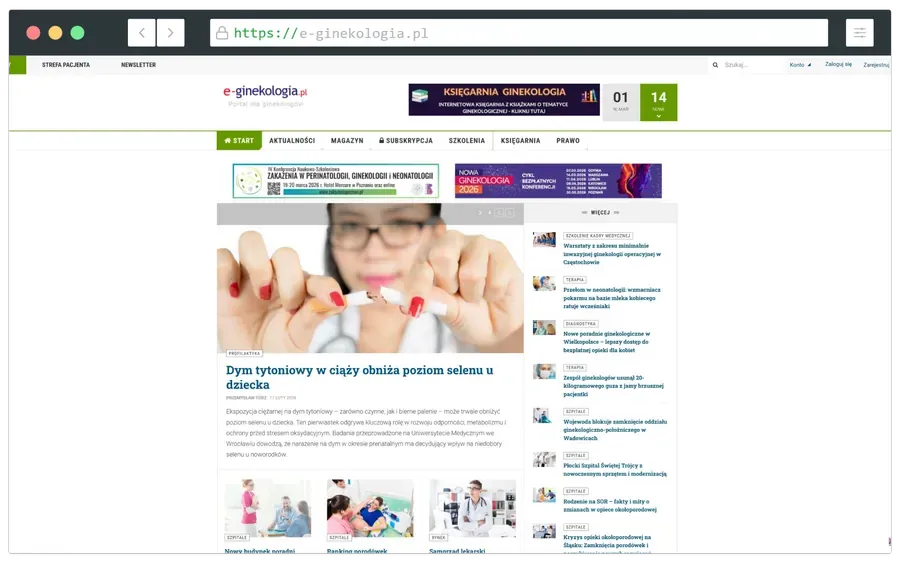 Projekt strony portalu dla ginekologów - e-ginekologia.pl - wykonanie strony