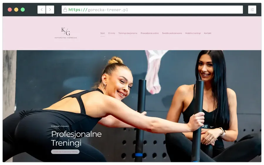 Projekt strony trenerki personalnej - gorecka-trener.pl - wykonanie strony