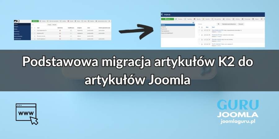Podstawowa migracja artykułów K2 do artykułów Joomla