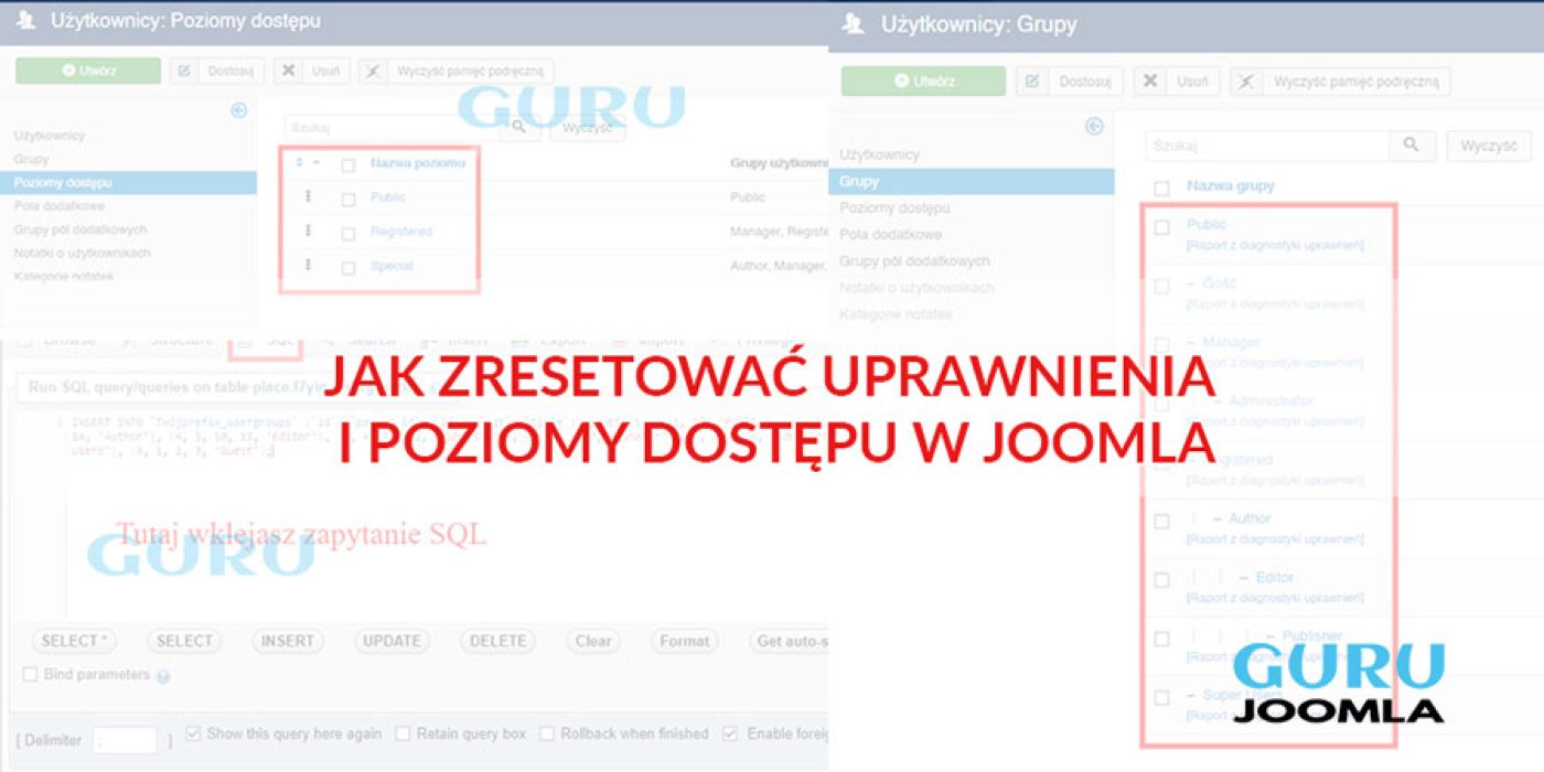 JAK ZRESETOWAĆ UPRAWNIENIA I POZIOMY DOSTĘPU W JOOMLA